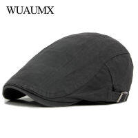 Wuaumx Casual Beret Ats ผู้ชายผู้หญิง Solid Forward หมวก Wased ผ้าฝ้าย Beret หมวก Sprin ฤดูร้อนแบน Peaked หมวกจิตรกร Visor