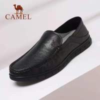 Camel รองเท้าผู้ชาย2021 Soft Sole Breathable หนัง Lazy รองเท้าเดี่ยวรองเท้าลำลองธุรกิจรองเท้าหนัง Cowhide Men