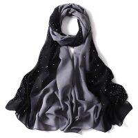 ▫ Plain Ombre Diamond Beads Bubble Chiffon Instant Hijab Shawls High Quality Gradient Head Wraps Foulard Sjaal Muslim Cachecol New