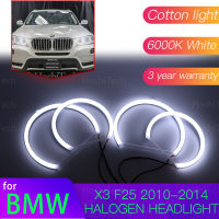 นางฟ้าตาชุด6000L ผ้าฝ้ายสีขาวรัศมีแหวนแสงสำหรับ BMW X3 F25 2010 2011 2012 2013 2014ฮาโลเจนไฟหน้า