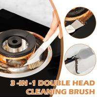 3 In 1 Double Head Scraper Cleaning Brush Stove Spatula Cleaning Brass Tool Kitchen Cooktop D6X2