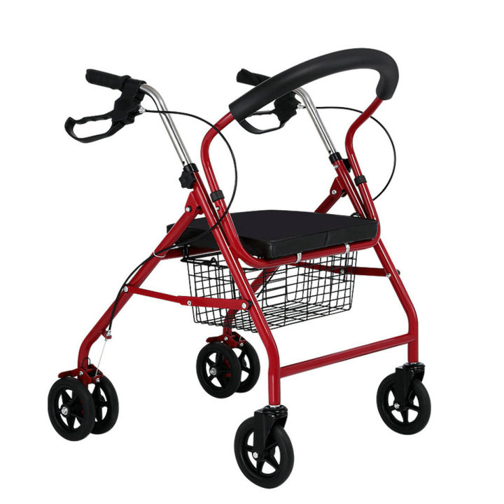 rollator-รถเข็นผู้ป่วยหัดเดิน-พับเก็บได้มี6ล้อและที่พักเท้า-รถเข็นสำหรับผู้สูงอายุรถเข็นช่วยพยุงเดินรถเข็นคนชรารถเข็นหัดเดิน-rollator-ล้อ-8-นิ้ว-แข็งแรง-ปลอดภัย-ทำจากอลูมิเนียม-พ่นสีแดงและสีน้ำเงินรถเ