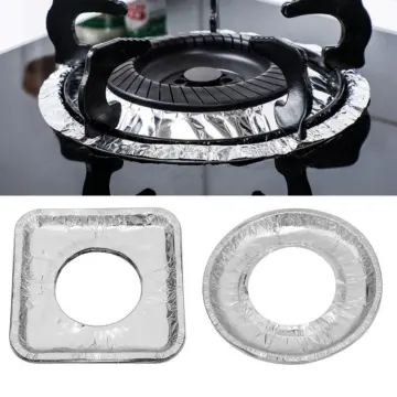 Gas Stove Burner Covers (100 Packs) | Disposable Aluminium Stove Burner  Liner | 8.5 Inch Square Heat-resistant Gas Stove Protector