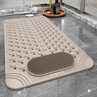 Non-Slip Bathtub Mat PVC Safety Soft Shower Mat with Drain Hole Bath Mat Massage Feet Mat Easy To Clean Bathroom Carpet Rug