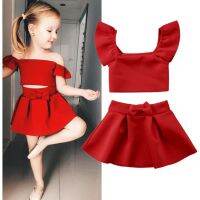 XZQ--เด็กทารกสำหรับเด็กผู้หญิง Summer Crop Top เสื้อกระโปรงฟองฟลายเจ้าหญิง Party Dress Outfits