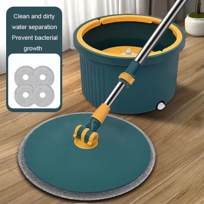 360 Spinning Mop and Bucket Round Spin Mop for Wash Floor Wet and Dry Flat Mopping Mop Self-squeezer for Home