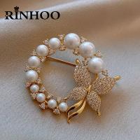 【YF】 Rinhoo Baroque Imitation Rhinestone Wreath Brooch Trend Pins Wedding