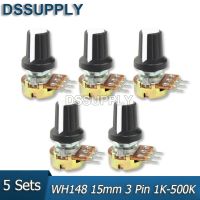 5Sets WH148 10K 20K 50K 100K 500K 1K Ohm 15mm 3 Pin Linear Taper Rotary Potentiometer Resistor For Arduino With AG2 White Cap