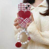 เคสโทรศัพท์สายรัดข้อมือลูกแพร์เลเซอร์สุดหรู,[Fast]iPhone 14 13 12 11 Pro Max 14Pro น่ารักรูปหัวใจอ่อน