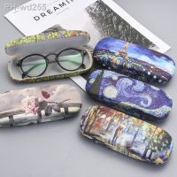 Oil Painting Glasses Case Box Women Hard Leather Reading Glasses Case Men Retro Unisex Floral Print Eyewear Protector