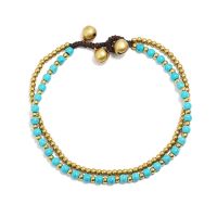 Ethnic Style Turquoise Copper Bead Bells Women 39;s Anklets Beach European and American Bohemian Style Simple Feet Anklets Women