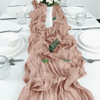 hotx【DT】 Semi-Sheer Gauze Table Burlap Cheesecloth Setting Dining Rustic Wedding Birthday Boho Linens