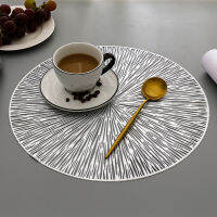 2PCS Round Placemats Restaurant Hollow PVC decoration Meal Mat Anti-hot Dining Table Line Mat Steak Plate Pad