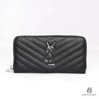 YSL ZIPPY WALLET LONG BLACK CHEVRON SHW