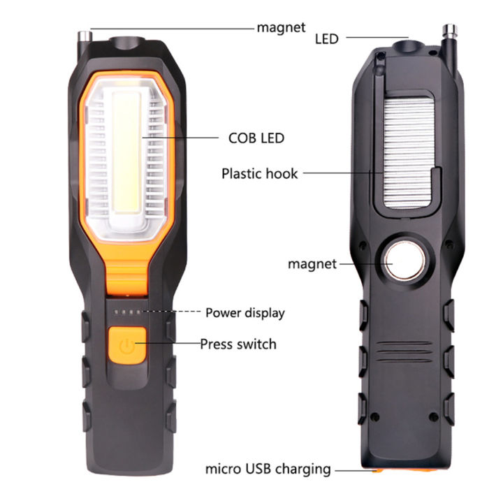 ไฟ-cob-ledชาร์จusb-ไฟตรวจสอบแบบแม่เหล็กไฟฉายไฟทำงานซ่อมรถยนต์-ไฟฉายแบบชาร์จ-อุปกรณ์เดินป่า-เครื่องมือช่าง-ซ่อมรถ-work-light