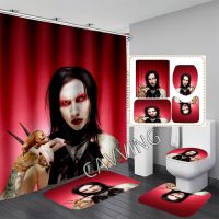 Marilyn Manson 3D Printed Shower Curtain Waterproof Bathroom Curtain Anti-slip Bath Mat Set Toilet Rugs Carpet Home