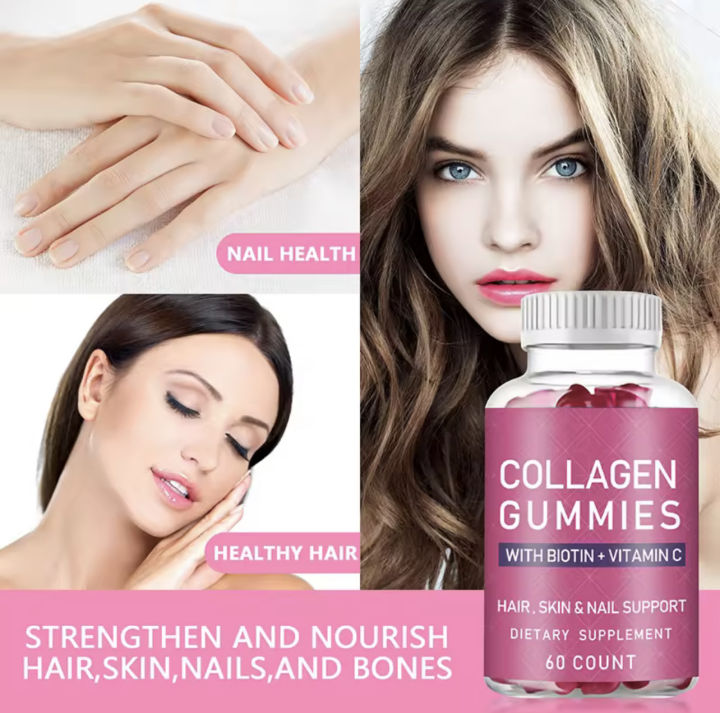 Collagen Gummies With Vitamins C & E Skin Whitening Improve Skin Tone ...