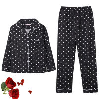 Faux Silk Pajamas Set Spring Autumn Women Pyjamas Sleepwear Satin Silk Homewear Suit Long Sleeve Sexy Loungwear Polka Dot 2PCS