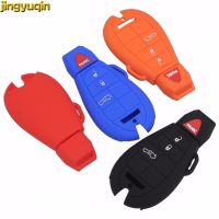 dfgvedvg Jingyuqin 4 BTNS Remote Silicone Key Case Cover for Dodge JCUV Ddart Jeep Grand Cherokee Compass Longitude Patriot Chrysler