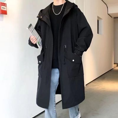 CODTheresa Finger Solid color in the long windbreaker for men Korean version of loose trend handsome shirt jacket