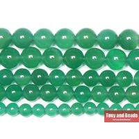 Green Agate Round Gem Loose Strand Beads 15 quot; Strand 6 8 10 12MM Pick Size For Jewelry Making