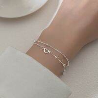 New Minimalist Silver Color Double Layers Heart Star Butterfly Charm Bracelets For Women Girl Fashion Elegant Jewelry Party Gift