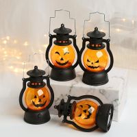 Lennie1 Halloween LED Hanging Pumpkin Lantern Light Ghost Lamp Candle Retro Small Oil Party Home Decor Horror Props