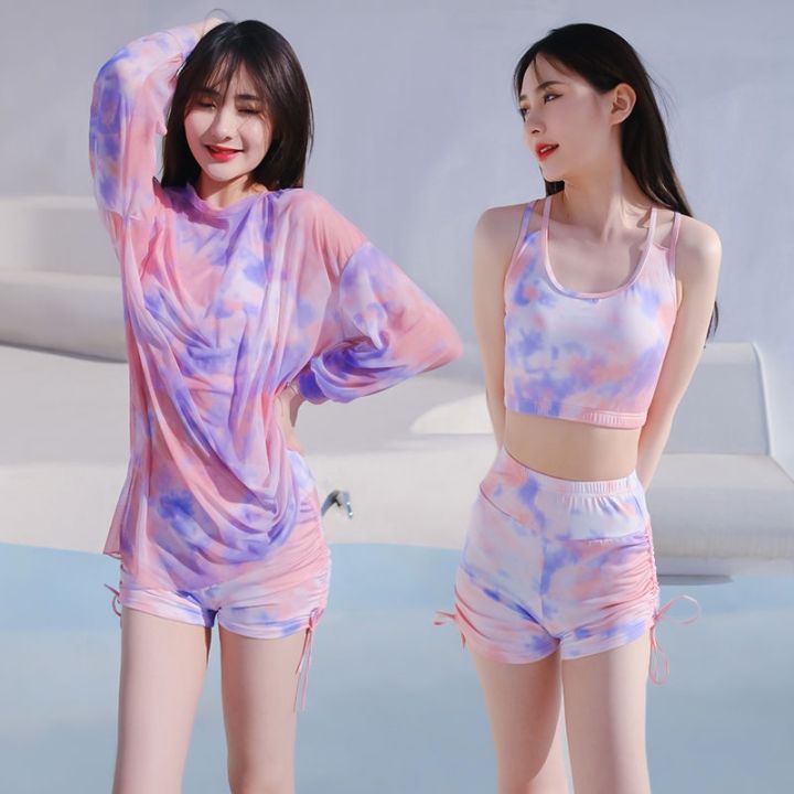 โปรโมชั่น-ชุดว่ายน้ำลายมัดย้อม-ชุดมัดย้อม-สีพาสเทล-8277-สีรุ้งสวยๆ-แฟชั่นเกาหลี-เซ็ท-3-ชิ้น-ราคาถูก-บิกินี่-bikini-ทูพีช-ชุดน้ำว่าย