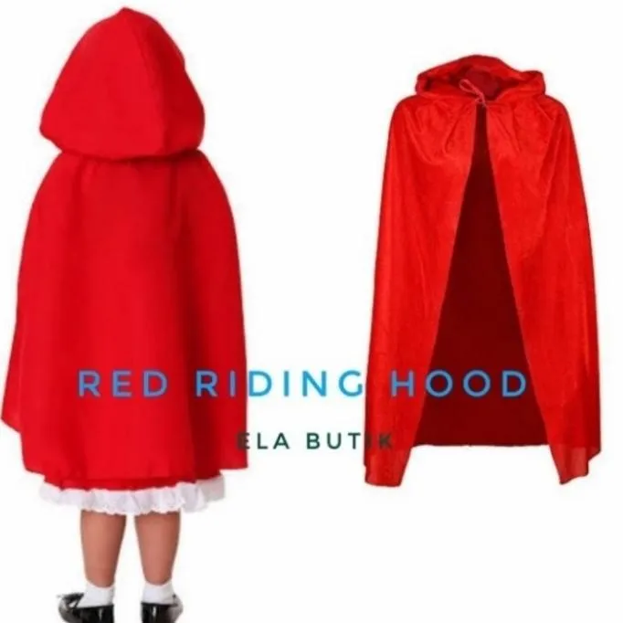 เสื้อคลุม มีฮู้ด สีแดง สําหรับผู้ใหญ่ และเด็ก เหมาะกับการขี่รถฮาโลวีน