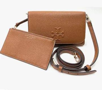 Tory Burch Thea Web Flap Crossbody Women's Bag (Moose): Handbags