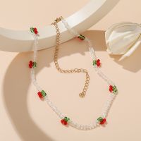 Korean Fashion Kpop Cherry Choker Transparent Beads Fruit Women Necklace For Female Pendant Necklaces Party Jewelry Gift Set