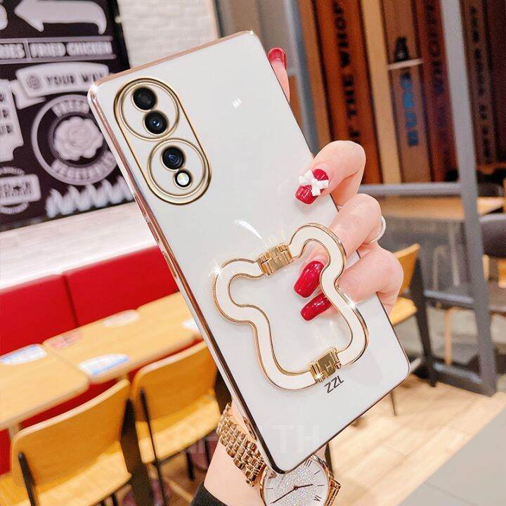 เคสพร้อมส่ง-huawei-honor-90-5g-90-lite-honor-70-lite-2023แฟชั่นใหม่เคสนิ่มชุบขอบตรง-honor70lite-honor90พร้อมฝาหลังที่จับรูปหมีน่ารัก