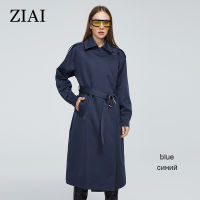 ZIAI 2021 Womens Autumn Long Trench Coat Female Fashion Windbreaker Lapel Concealed Button Belt Laddies Drape Raincoat ZS-DS07