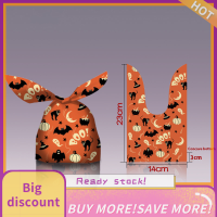 ?【Lowest price】Qearl 50pcs Halloween Candy bags ฟักทองค้างคาวขนมขบเคี้ยวบิสกิตของขวัญถุงอุปกรณ์พรรค