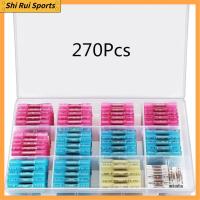 SHIRUI 270Pcs กันน้ำกันน้ำได้ ขั้วต่อปลายท่อหด ฉนวนกันความร้อน 26-10 AWG ขั้วต่อไฟฟ้าแบบจีบ พร้อมกล่องเก็บของ 4ขนาด ชุดขั้วต่อสายไฟ ยานยนต์สำหรับรถยนต์