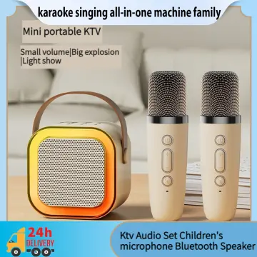 Microphone Karaoke Machine Portable Bluetooth 5.3 PA Speaker System with  1-2 Wireless Microphones Home Family Singing Machine