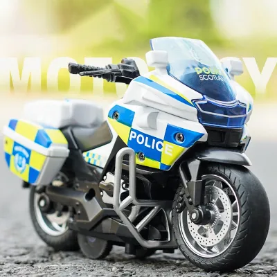 Children 39;s Toys Simulation Iron Ride Police Motorcycle Back To The Force Alloy Car 4d Model With Lights Dazzling Racing