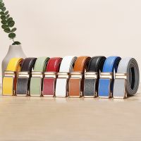Leather Automatic Belt Buckle Mens Business Luxury Design Fashion Casual Jeans Accessories Girdle Blue Red Green Waistband Male Belts