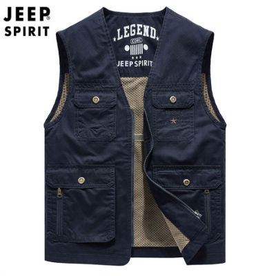 Jeep Spirit เสื้อกั๊กเดินป่า เสื้อกั๊กช่างภาพ เสื้อกั๊กตกปลา งานพรีเมี่ยมเกรดคุณภาพสำหรับส่งออก ผลิตจากผ้ายฝ้าย 100% เนื้อผ้านุ่ม ใส่สบาย