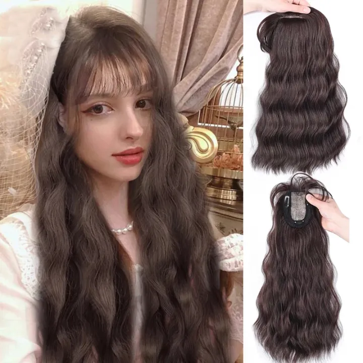 Topper Wig Clip In Hair Extension Water Wave Hair With Bangs Fake Hair  Hairpiece Synthetic Toupee For Women | Lazada PH