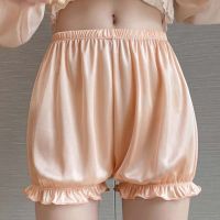 Sinstrong Satin Safety Short Ice Silk Pants Women Ruffled Pumpkin Pants Lady Thin Leggings Leisure Loose Home Sleeping Bottoms Shorts