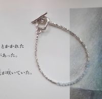 Zzzilver สร้อยข้อมือเม็ดเงินแท้ขนาดเล็ก+Aquamarine