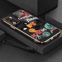 เคสสำหรับ Infinix Hot 12 Play เคสแบรนด์กล้องอินเทรนด์ขอบเคสโทรศัพท์ซิลิโคนนิ่มพร้อมฟรีสายคล้อง