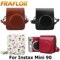 เคสกล้องคลาสสิกสำหรับ FUJIFILM Instax Mini 90นีโอคลาสสิคกระเป๋าสายรัดกล้องสะพายหนัง PU ฝาครอบป้องกันพกพาจาก PVC คริสตัล