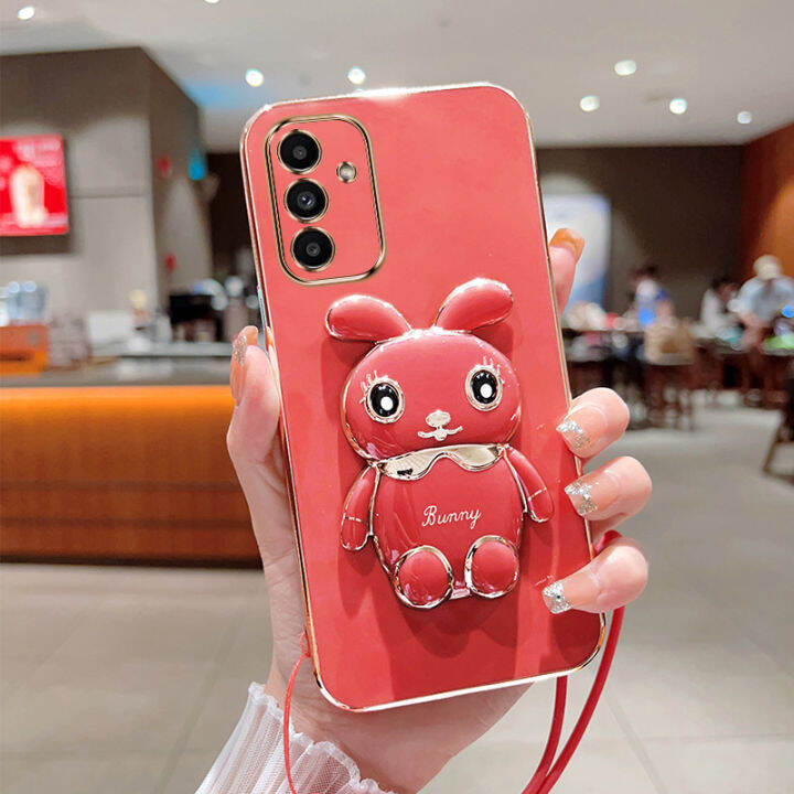 ybd-เคสกระต่ายน่ารักสำหรับ-samsung-a14-a34-a54-a13-m23-f23-m52-5g-ที่ยึดการ์ตูนเคสโทรศัพท์แบบสามมิติฟรีสายคล้องเคสซิลิโคนแบบนิ่ม