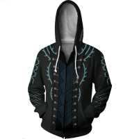 DMC 5 Vergil Cosplay Costume Hoodie Zip Up Sweatshirt Vergil Jacket{trading up}