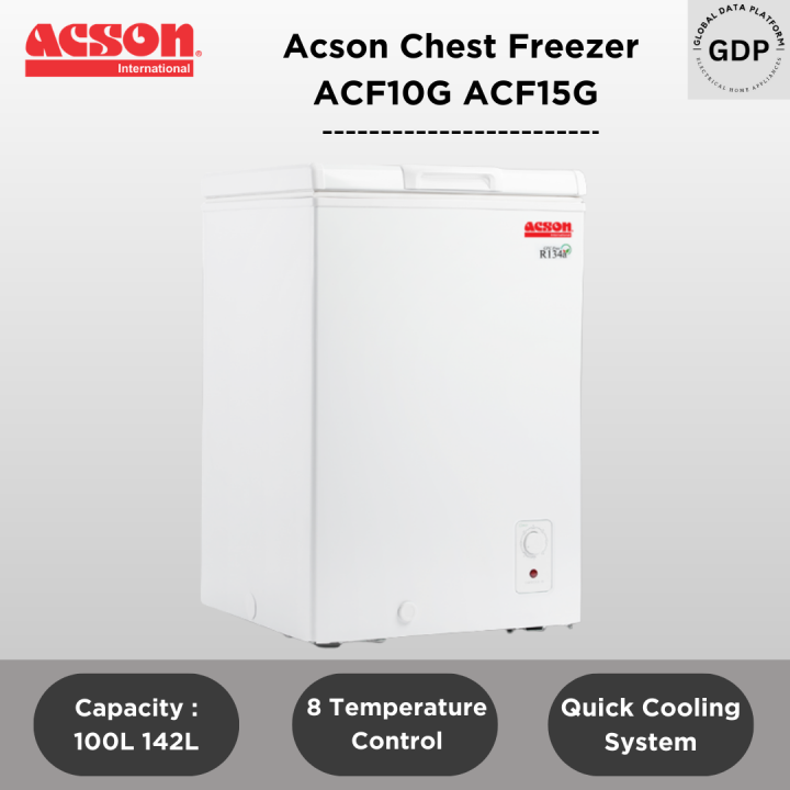 Acson Chest Freezer 100L 142L ACF10G ACF15G with 8 Temperature Control
