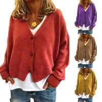 Fashion Pure Color Autumn Winter Button Coats Womens Casual Loose Blouse Plus Size Sweater For Knitted Cardigan