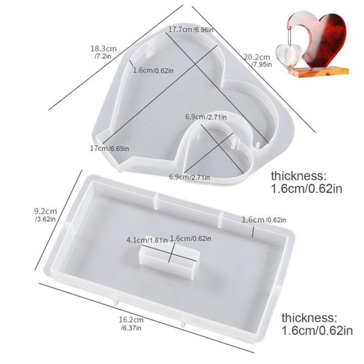 แม่พิมพ์กรอบรูปอีพ็อกซี่แบบไม่ติดกรอบรูปแบบใช้ซ้ำได้แม่พิมพ์แม่พิมพ์เรซินหัวใจสำหรับแม่พิมพ์ซิลิโคนกรอบรูปรูปหัวใจสำหรับการแสดงกรอบรูป-diy-อีพอกซีเรซินแม่พิมพ์รูปหัวใจอเนกประสงค์