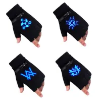 FUGUI Thicken Winter Plus Cashmere Cartoon Cosplay Accessories Naruto Gloves Anime Naruto Half Finger Black Gloves Luminous Gloves